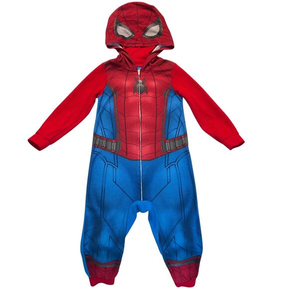 Marvel Superman Boys Costume Onesie with Hood & Zip size 4/5 Red Blue Spider-Man - Picture 1 of 7